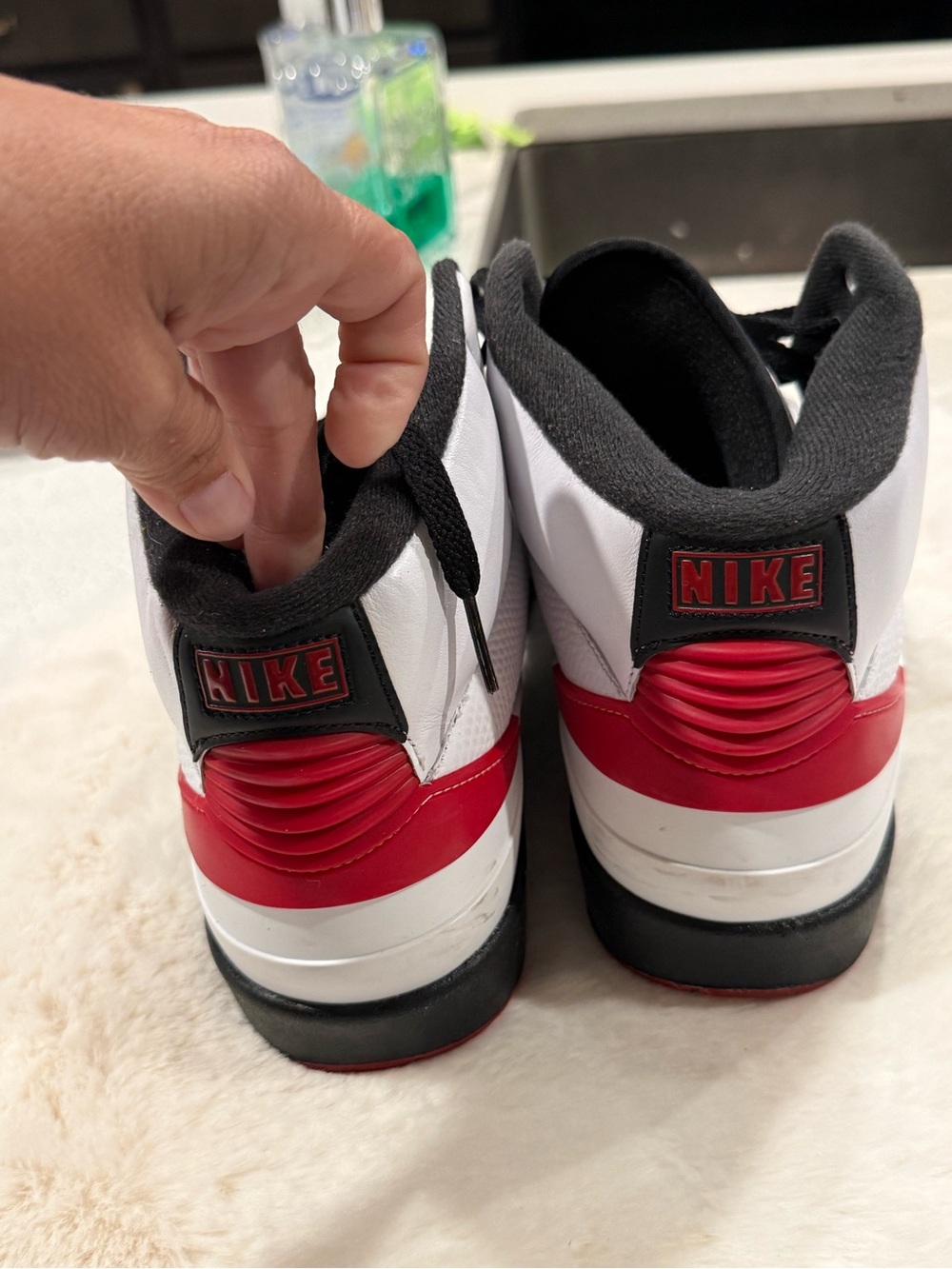 Jordan White Black Red High-Top Sneakers - Picture 4 of 7